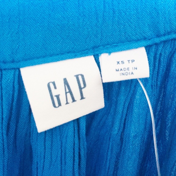 NWT GAP Crinkle Cut Sleeveless Midi Dress With Front Tie Belt Blue Size XS - Picture 10 of 11